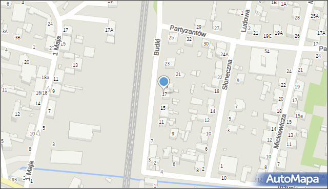 Piotrków Trybunalski, Budki, 17, mapa Piotrków Trybunalski