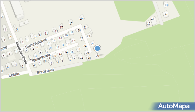 Poddąbie, Bursztynowa, 29, mapa Poddąbie