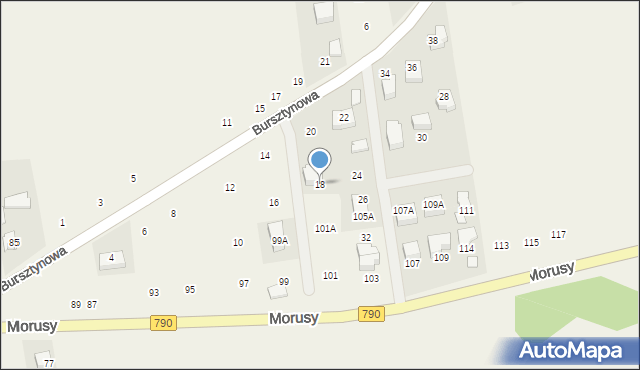 Podzamcze, Bursztynowa, 18, mapa Podzamcze