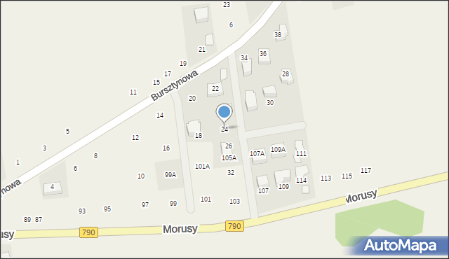 Podzamcze, Bursztynowa, 24, mapa Podzamcze