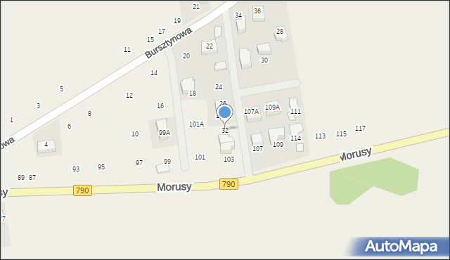 Podzamcze, Bursztynowa, 32, mapa Podzamcze