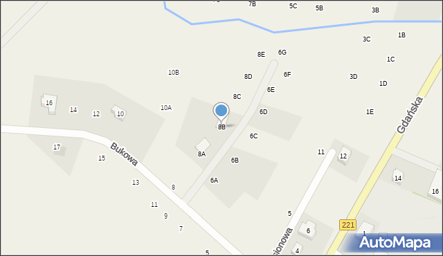 Pomlewo, Bukowa, 8B, mapa Pomlewo
