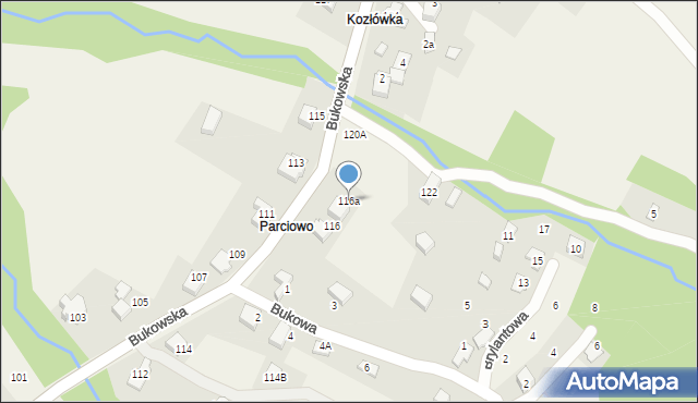 Porąbka, Bukowska, 116a, mapa Porąbka