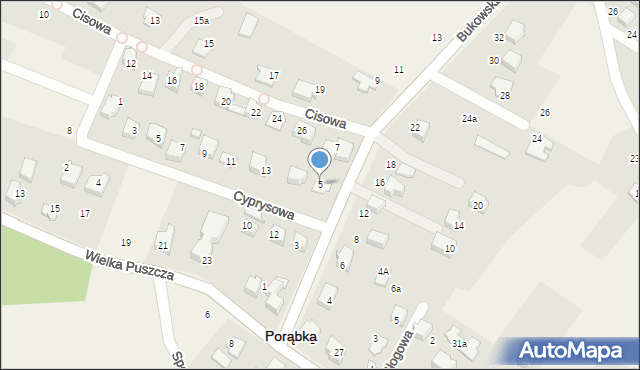 Porąbka, Bukowska, 5, mapa Porąbka