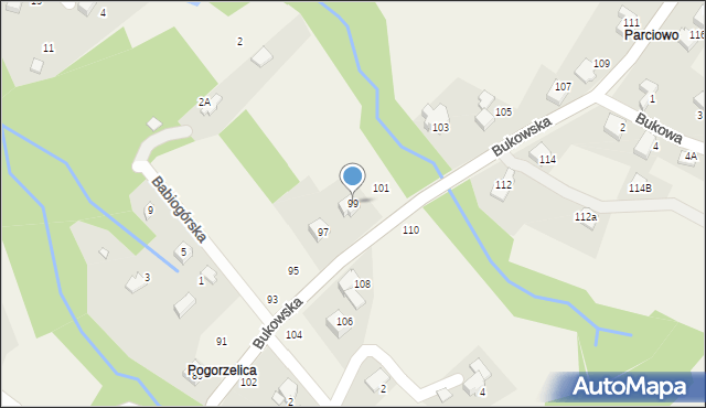 Porąbka, Bukowska, 99, mapa Porąbka