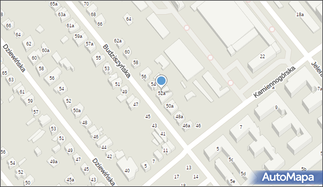 Poznań, Budziszyńska, 52a, mapa Poznania