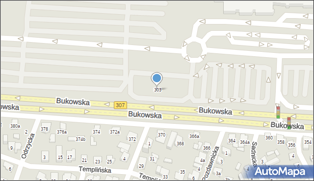 Poznań, Bukowska, 303, mapa Poznania