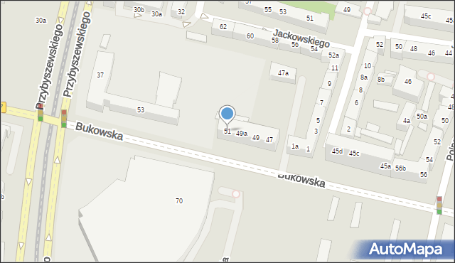 Poznań, Bukowska, 51, mapa Poznania