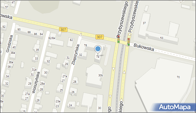 Poznań, Bukowska, 74, mapa Poznania