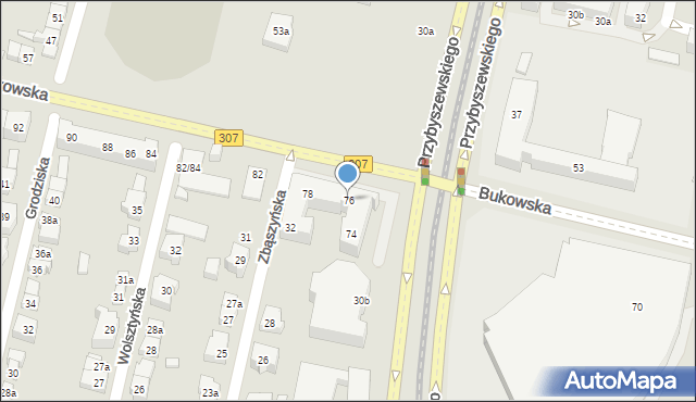 Poznań, Bukowska, 76, mapa Poznania