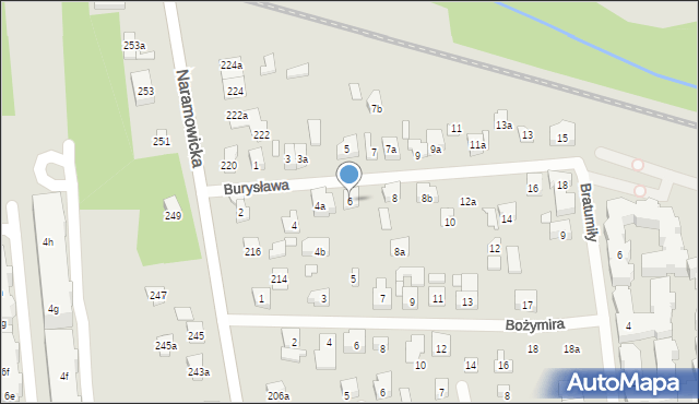 Poznań, Burysława, 6, mapa Poznania