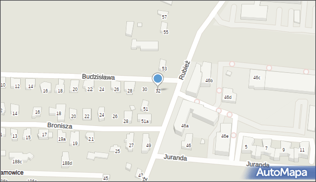 Poznań, Budzisława, 32, mapa Poznania