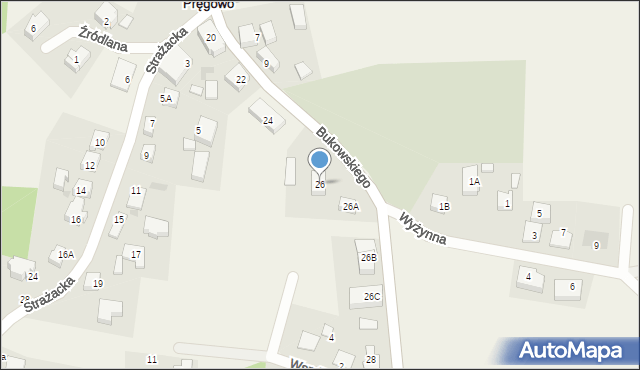 Pręgowo, Bukowskiego Bronisława, prof., 26, mapa Pręgowo
