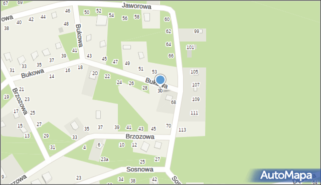 Radawa, Bukowa, 30, mapa Radawa