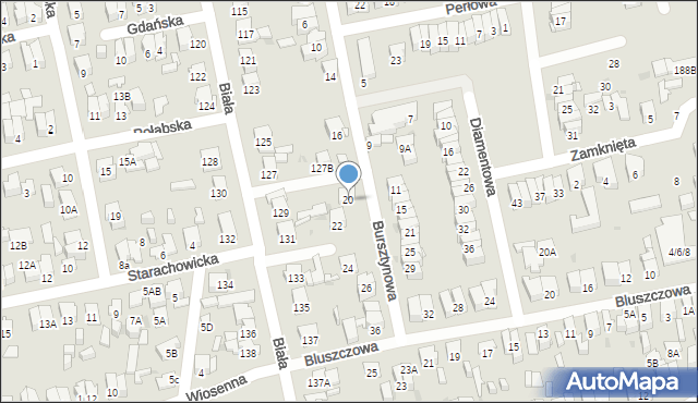 Radom, Bursztynowa, 20, mapa Radomia