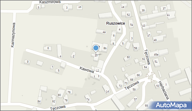 Ruszowice, Bursztynowa, 10, mapa Ruszowice