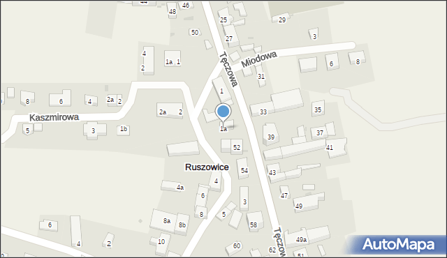 Ruszowice, Bursztynowa, 1a, mapa Ruszowice