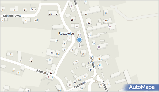 Ruszowice, Bursztynowa, 3, mapa Ruszowice