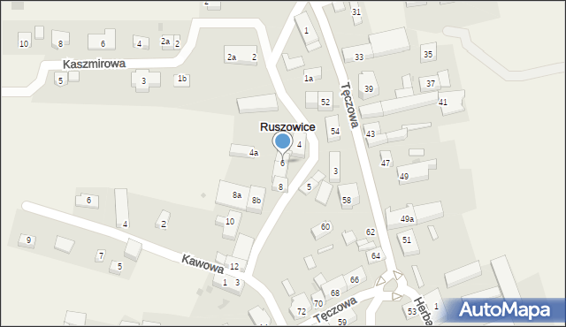 Ruszowice, Bursztynowa, 6, mapa Ruszowice