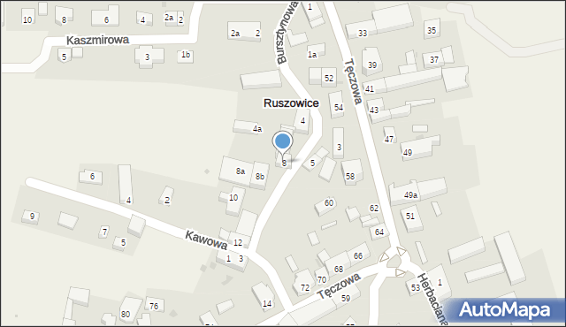 Ruszowice, Bursztynowa, 8, mapa Ruszowice