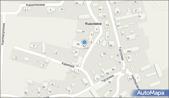 Ruszowice, Bursztynowa, 8c, mapa Ruszowice