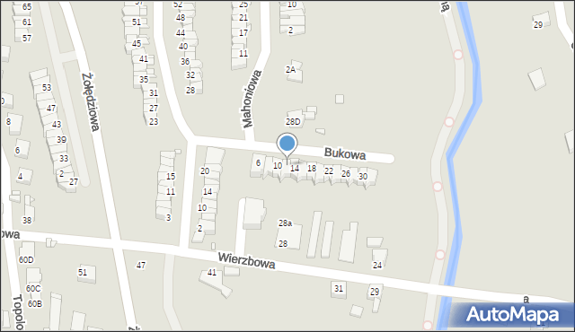 Rybnik, Bukowa, 12, mapa Rybnika