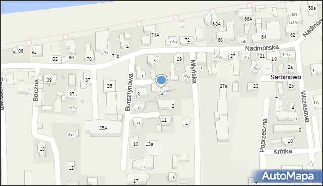 Sarbinowo, Bursztynowa, 5, mapa Sarbinowo