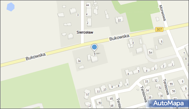 Sierosław, Bukowska, 3, mapa Sierosław
