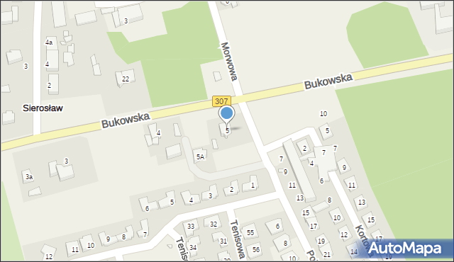 Sierosław, Bukowska, 5, mapa Sierosław
