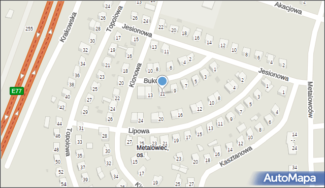 Skarżysko-Kamienna, Bukowa, 11, mapa Skarżysko-Kamienna