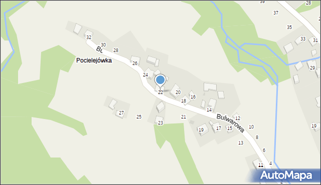 Skawinki, Bulwarowa, 22, mapa Skawinki