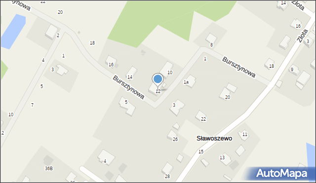 Sławoszewo, Bursztynowa, 12, mapa Sławoszewo