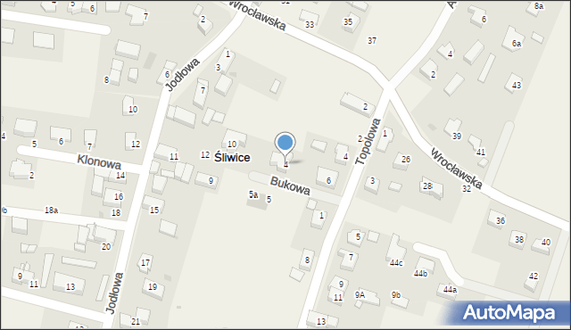 Śliwice, Bukowa, 4, mapa Śliwice