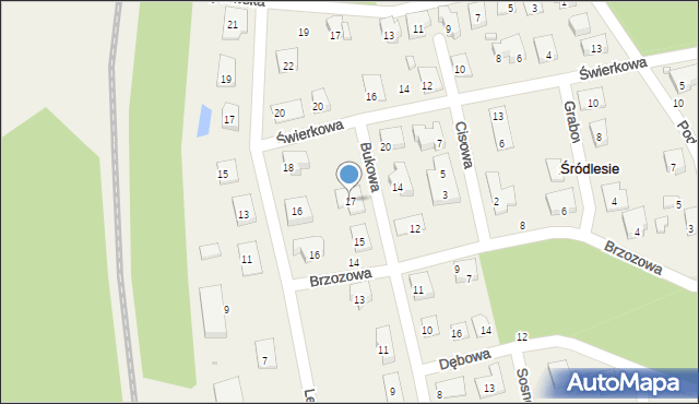 Śródlesie, Bukowa, 17, mapa Śródlesie