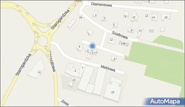 Straszyn, Bursztynowa, 1, mapa Straszyn