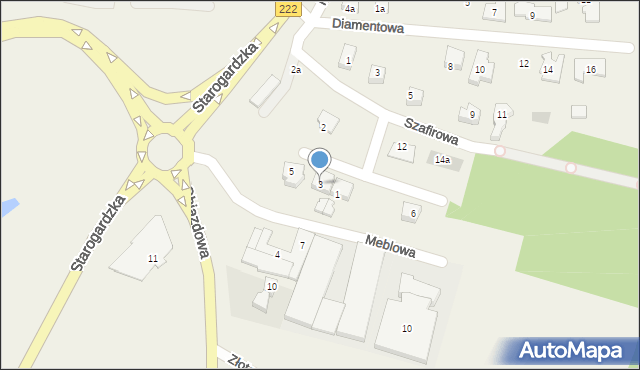 Straszyn, Bursztynowa, 3, mapa Straszyn