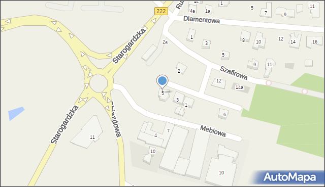 Straszyn, Bursztynowa, 5, mapa Straszyn