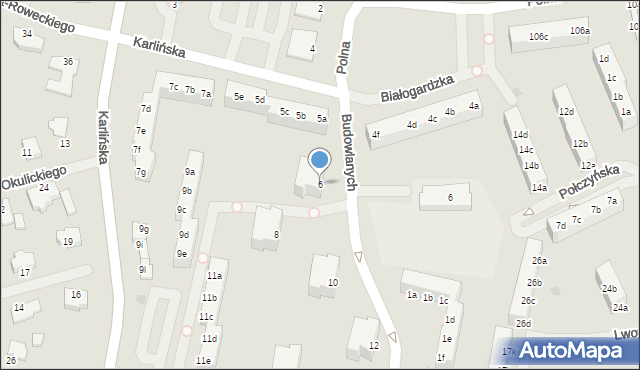 Szczecinek, Budowlanych, 6, mapa Szczecinek