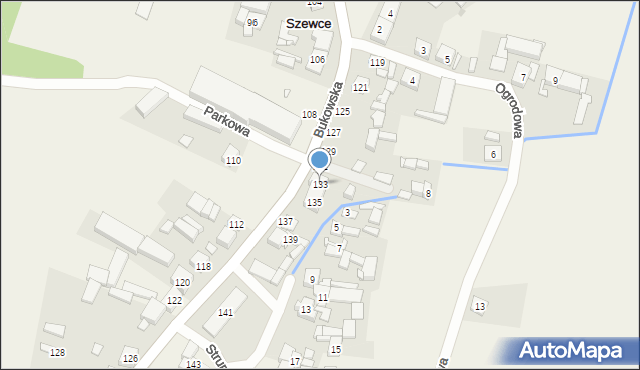 Szewce, Bukowska, 133, mapa Szewce