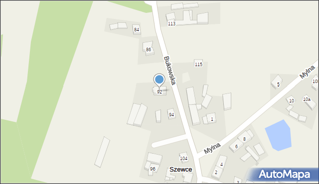 Szewce, Bukowska, 92, mapa Szewce