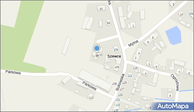 Szewce, Bukowska, 96, mapa Szewce