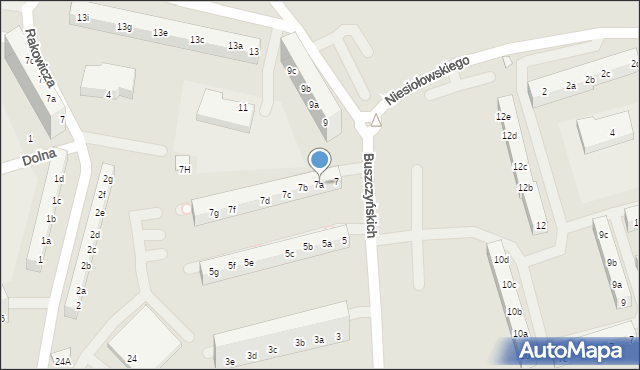 Toruń, Buszczyńskich Józefa i Sylwestra, 7a, mapa Torunia