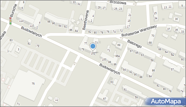 Tychy, Budowlanych, 102, mapa Tychów