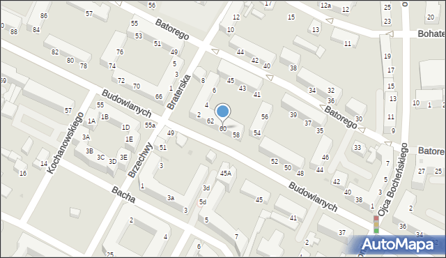 Tychy, Budowlanych, 60, mapa Tychów