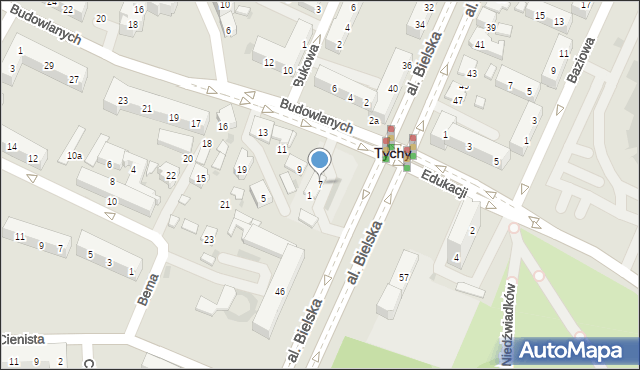 Tychy, Budowlanych, 7, mapa Tychów