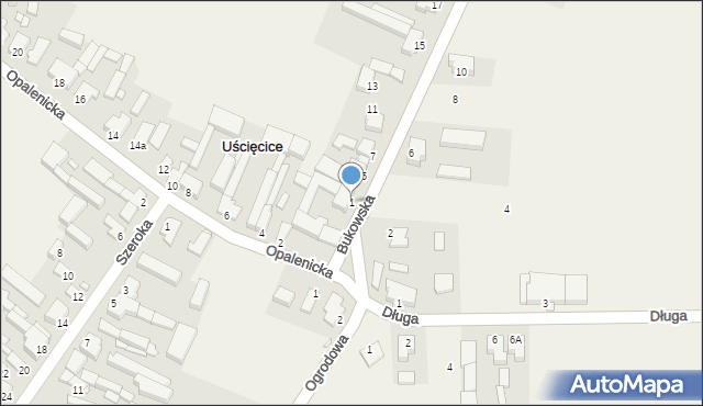 Uścięcice, Bukowska, 1, mapa Uścięcice