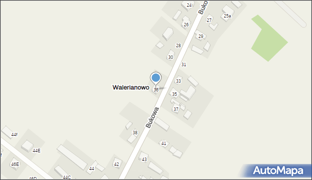 Walerianowo, Bukowa, 36, mapa Walerianowo