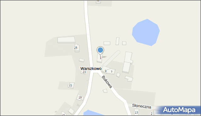 Warszkowo, Bukowa, 1, mapa Warszkowo