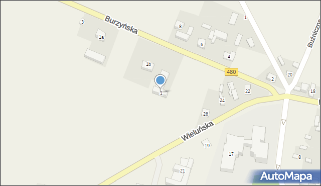 Widawa, Burzyńska, 1, mapa Widawa