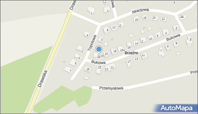 Wieleń, Bukowa, 24, mapa Wieleń